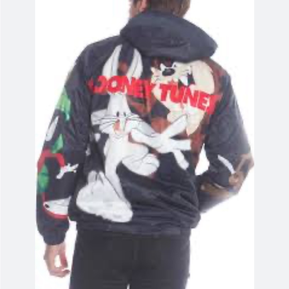 VTG Looney Tunes Bugs Taz Members Only Placement Hooded Jacket Size M Men - Picture 3 of 9